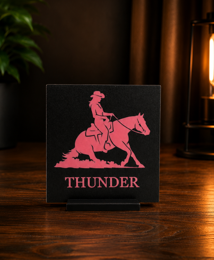 Westernpferd-Aufsteller Personalisiert – Produktansicht 3 Westernpferd-Aufsteller Personalisiert aus dem 3D-Druck – Produktansicht 3